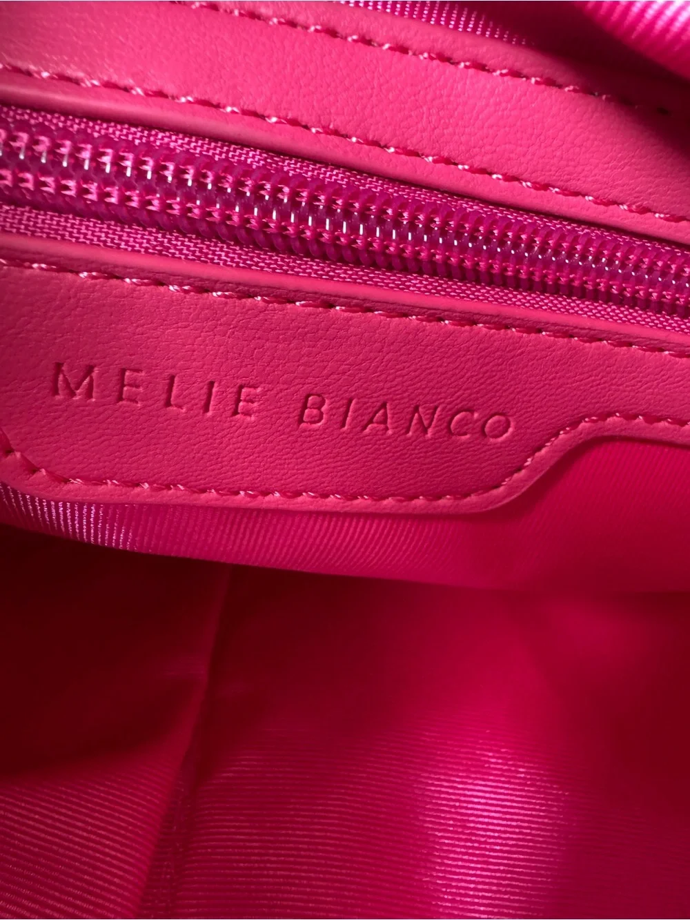 Melie Bianco Brigitte Woven Vegan Leather Hobo Bag Hot Pink